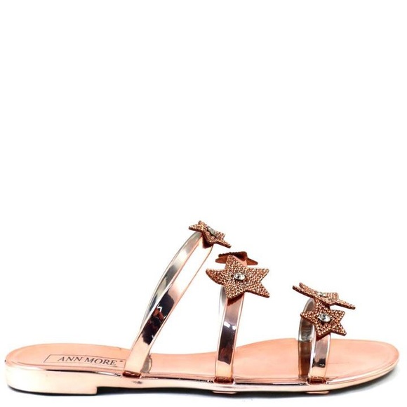 NEW Rose Gold Star Strap Sandals - Picture 2 of 9